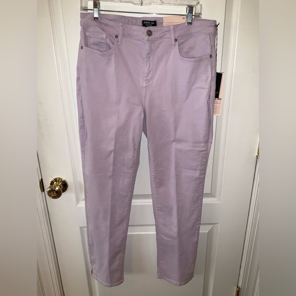 NWT—NYDJ Curves 360 Jeans, Sz. 10, Slim Straight Leg, Ankle, in Lavender—Cute!!